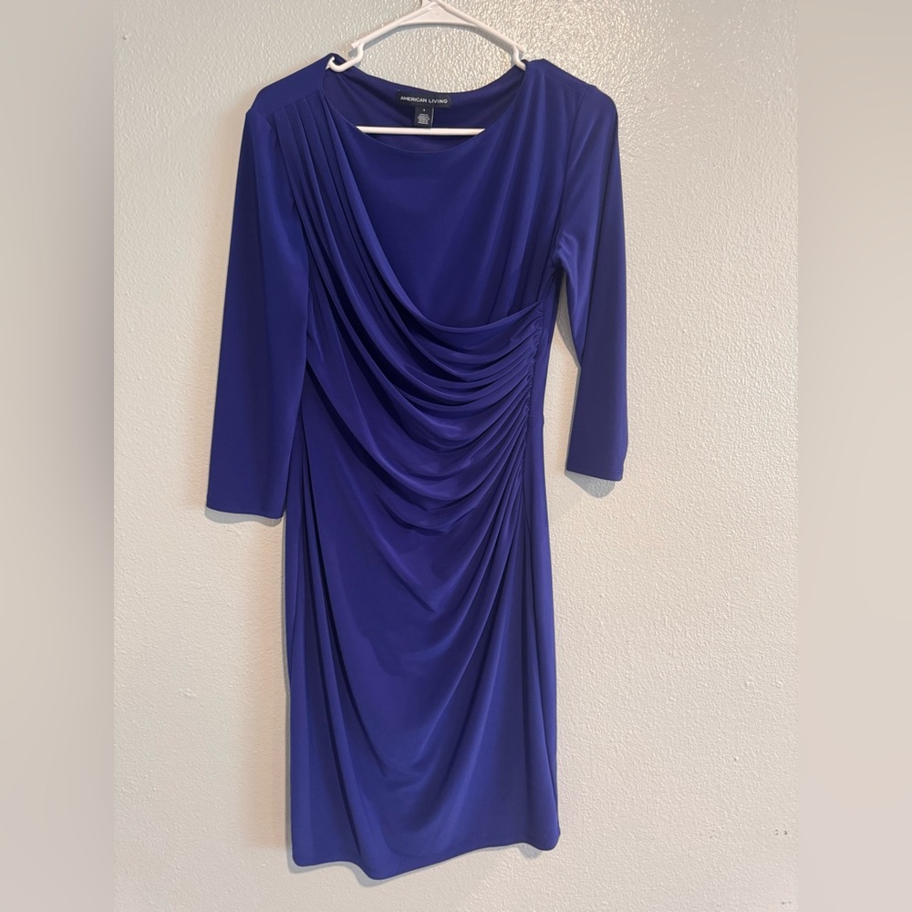 American Living Royal Blue Long Sleeve Dress 8